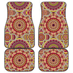 Sangria Mandala Bohemian Pattern Print Front and Back Car Floor Mats