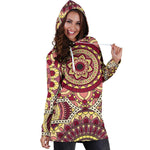Sangria Mandala Bohemian Pattern Print Hoodie Dress GearFrost