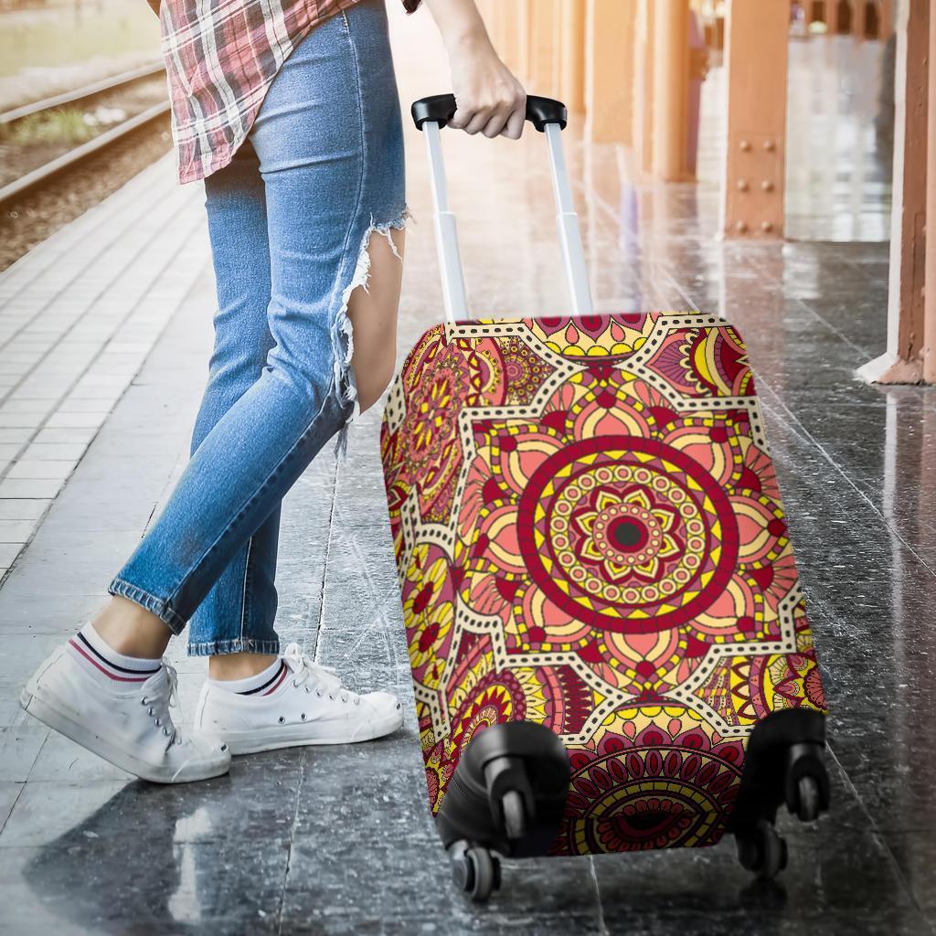 Sangria Mandala Bohemian Pattern Print Luggage Cover GearFrost