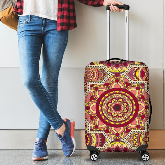 Sangria Mandala Bohemian Pattern Print Luggage Cover GearFrost