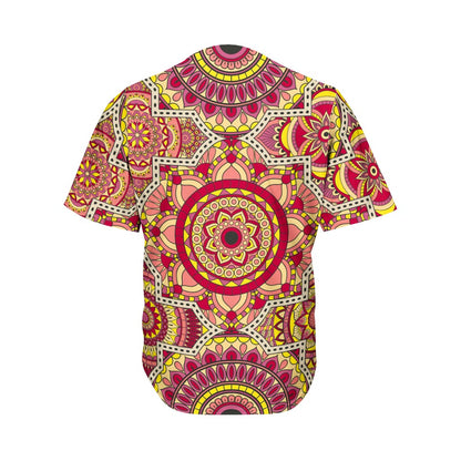 Sangria Mandala Bohemian Pattern Print Men's Baseball Jersey