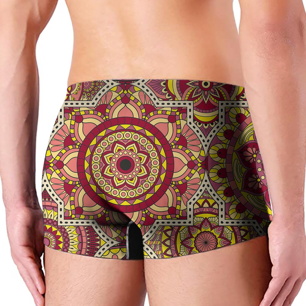 Sangria Mandala Bohemian Pattern Print Men's Boxer Briefs