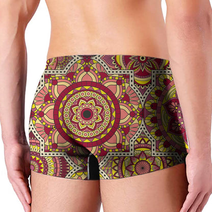 Sangria Mandala Bohemian Pattern Print Men's Boxer Briefs