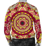 Sangria Mandala Bohemian Pattern Print Men's Crewneck Sweatshirt GearFrost