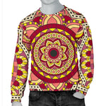 Sangria Mandala Bohemian Pattern Print Men's Crewneck Sweatshirt GearFrost