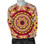 Sangria Mandala Bohemian Pattern Print Men's Crewneck Sweatshirt GearFrost