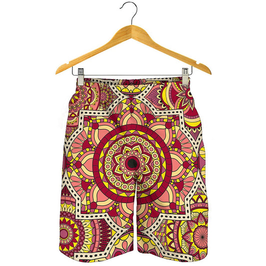 Sangria Mandala Bohemian Pattern Print Men's Shorts