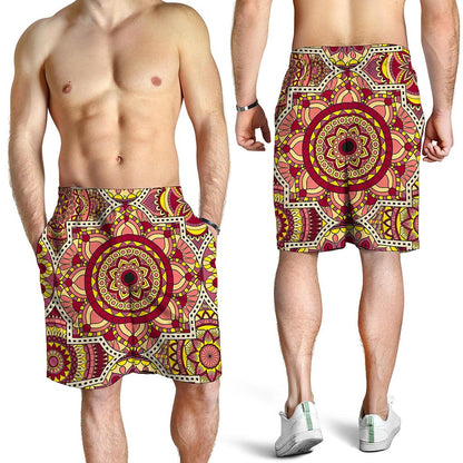 Sangria Mandala Bohemian Pattern Print Men's Shorts