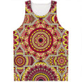 Sangria Mandala Bohemian Pattern Print Men's Tank Top