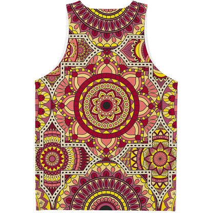 Sangria Mandala Bohemian Pattern Print Men's Tank Top