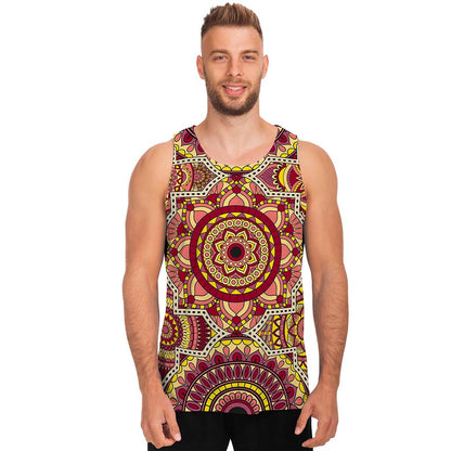 Sangria Mandala Bohemian Pattern Print Men's Tank Top