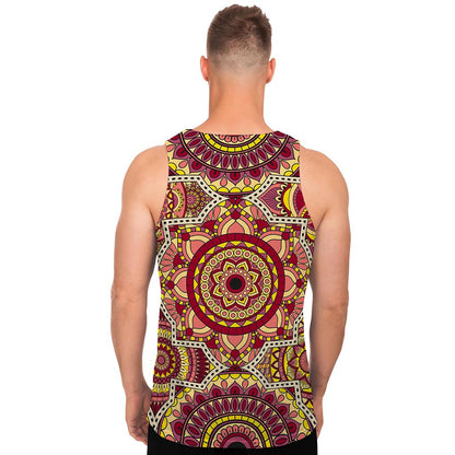 Sangria Mandala Bohemian Pattern Print Men's Tank Top