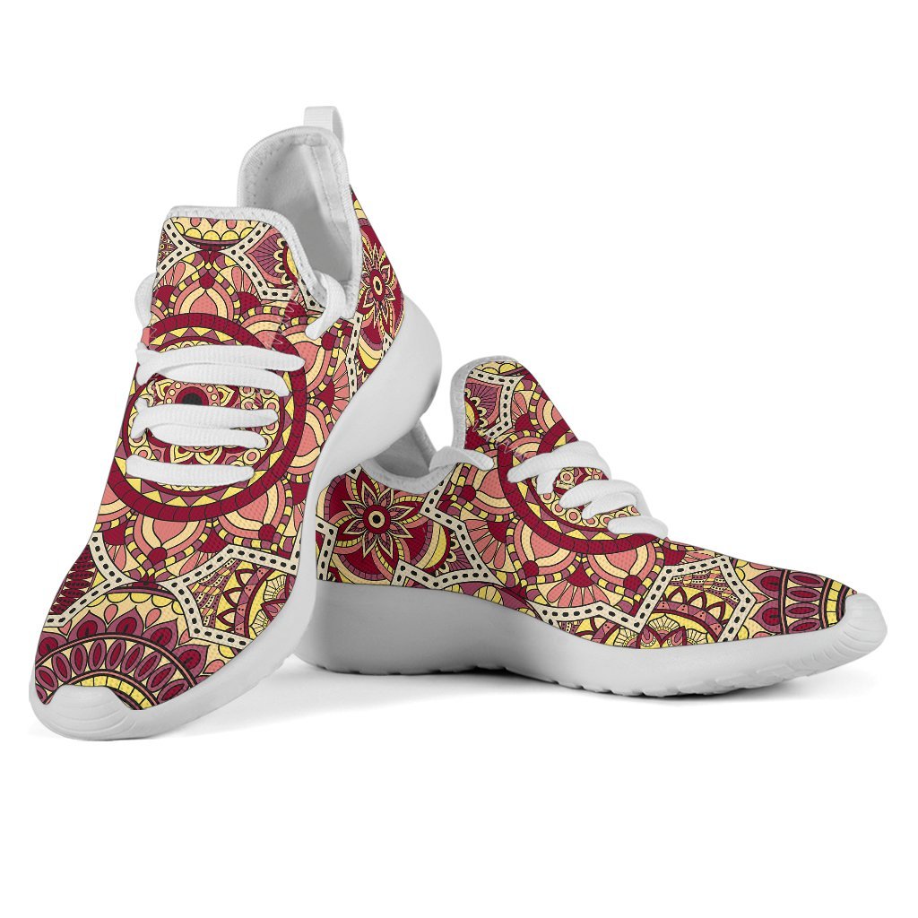 Sangria Mandala Bohemian Pattern Print Mesh Knit Shoes GearFrost