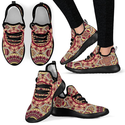 Sangria Mandala Bohemian Pattern Print Mesh Knit Shoes GearFrost