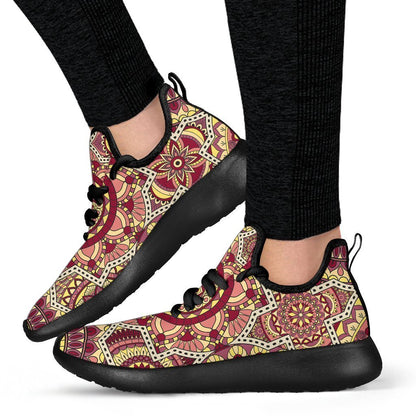 Sangria Mandala Bohemian Pattern Print Mesh Knit Shoes GearFrost