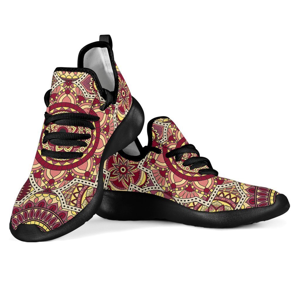Sangria Mandala Bohemian Pattern Print Mesh Knit Shoes GearFrost