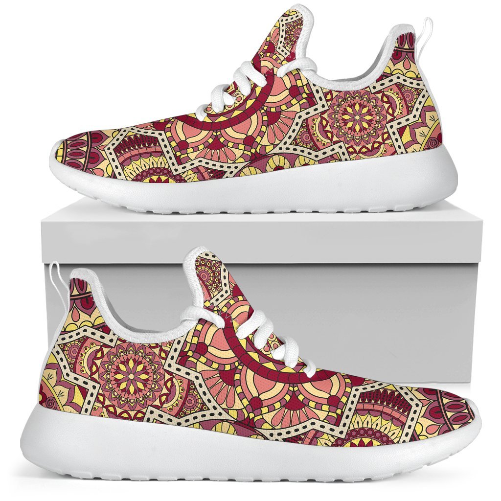 Sangria Mandala Bohemian Pattern Print Mesh Knit Shoes GearFrost