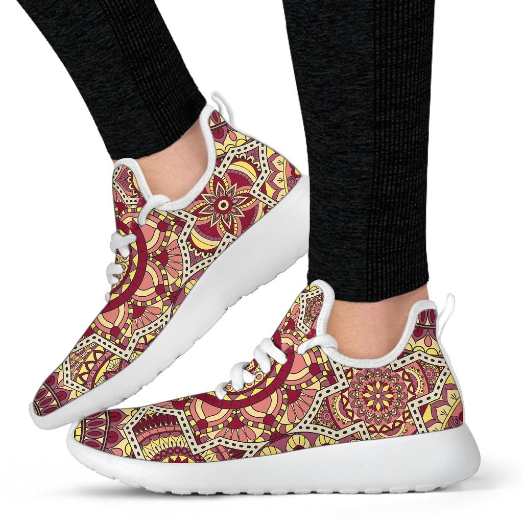 Sangria Mandala Bohemian Pattern Print Mesh Knit Shoes GearFrost