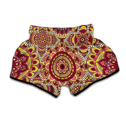 Sangria Mandala Bohemian Pattern Print Muay Thai Boxing Shorts