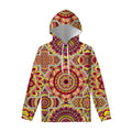 Sangria Mandala Bohemian Pattern Print Pullover Hoodie