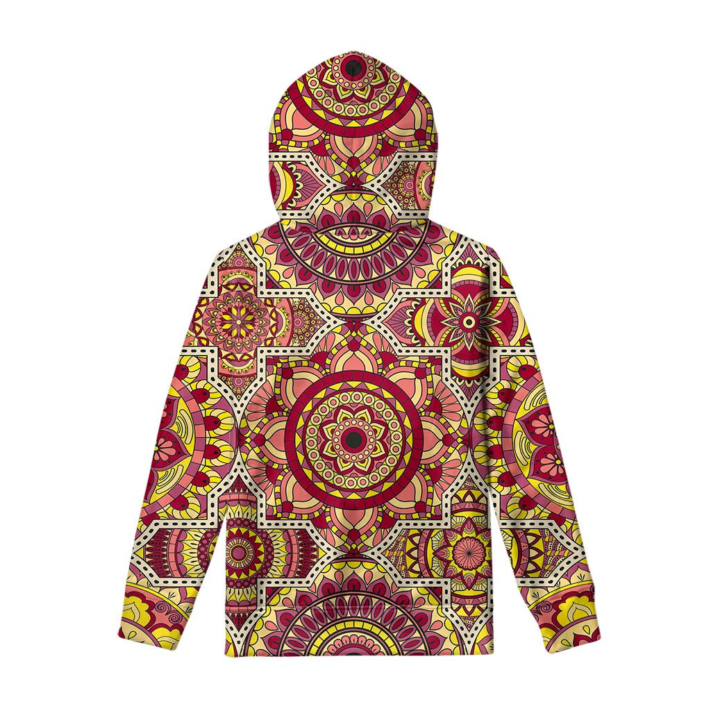 Sangria Mandala Bohemian Pattern Print Pullover Hoodie