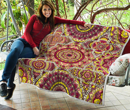 Sangria Mandala Bohemian Pattern Print Quilt