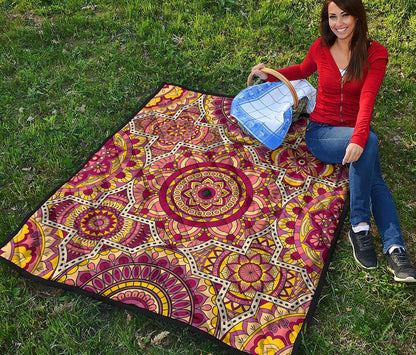 Sangria Mandala Bohemian Pattern Print Quilt