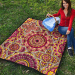 Sangria Mandala Bohemian Pattern Print Quilt