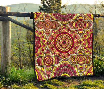 Sangria Mandala Bohemian Pattern Print Quilt
