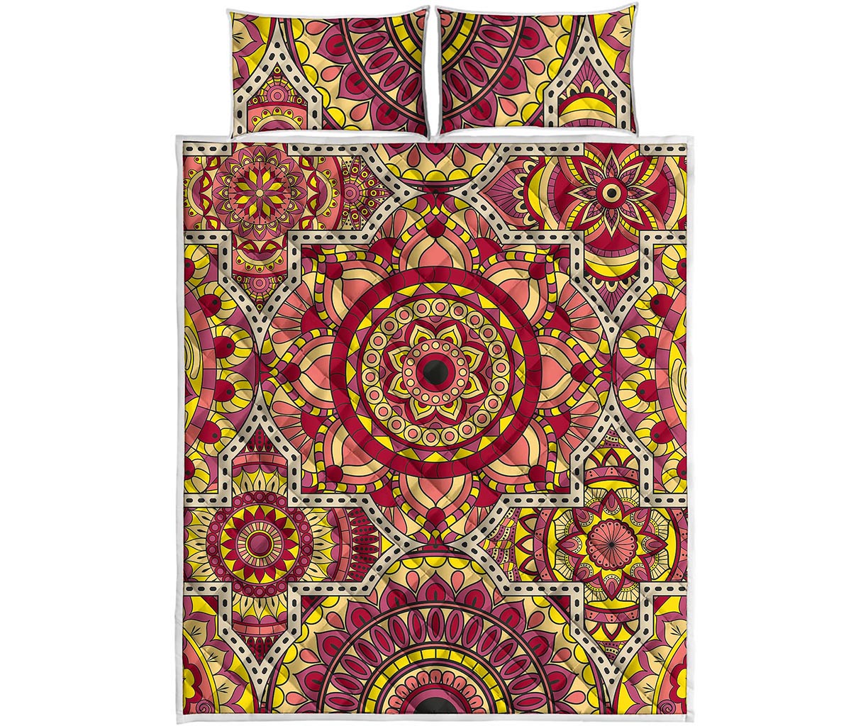 Sangria Mandala Bohemian Pattern Print Quilt Bed Set