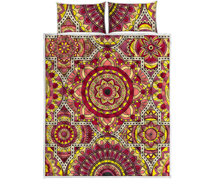 Sangria Mandala Bohemian Pattern Print Quilt Bed Set