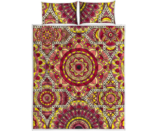 Sangria Mandala Bohemian Pattern Print Quilt Bed Set
