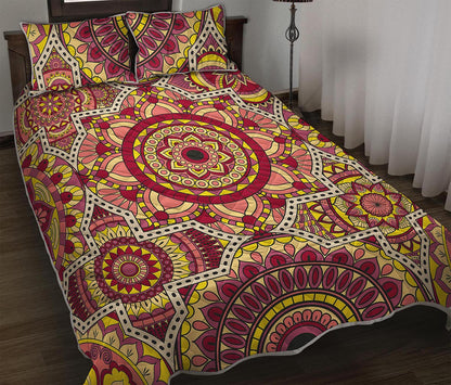 Sangria Mandala Bohemian Pattern Print Quilt Bed Set