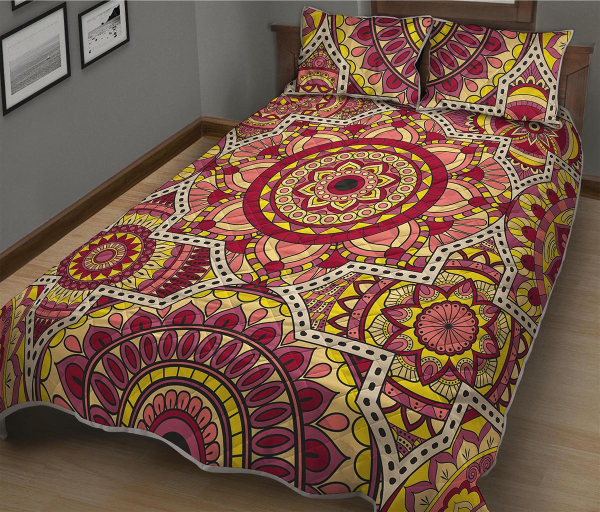 Sangria Mandala Bohemian Pattern Print Quilt Bed Set