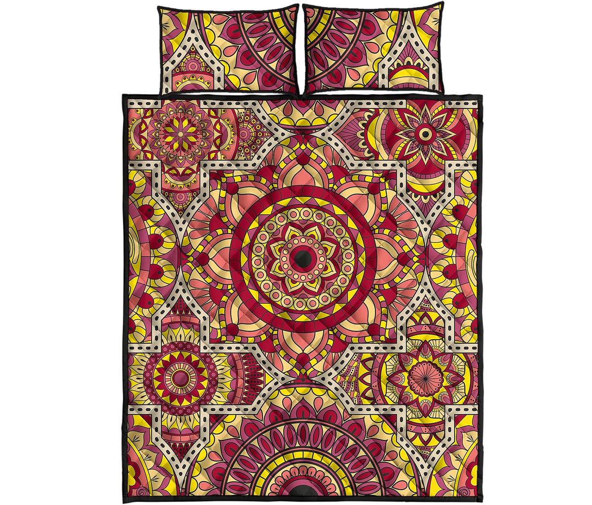 Sangria Mandala Bohemian Pattern Print Quilt Bed Set