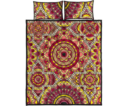 Sangria Mandala Bohemian Pattern Print Quilt Bed Set