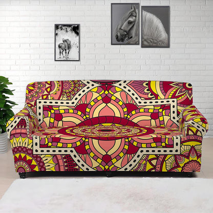 Sangria Mandala Bohemian Pattern Print Sofa Cover