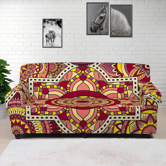 Sangria Mandala Bohemian Pattern Print Sofa Cover