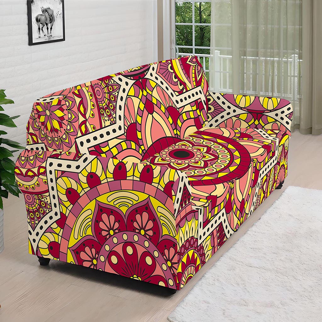 Sangria Mandala Bohemian Pattern Print Sofa Cover