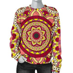 Sangria Mandala Bohemian Pattern Print Women's Crewneck Sweatshirt GearFrost