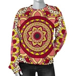 Sangria Mandala Bohemian Pattern Print Women's Crewneck Sweatshirt GearFrost