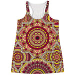 Sangria Mandala Bohemian Pattern Print Women's Racerback Tank Top