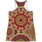 Sangria Mandala Bohemian Pattern Print Women's Racerback Tank Top