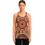 Sangria Mandala Bohemian Pattern Print Women's Racerback Tank Top