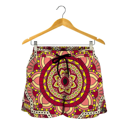 Sangria Mandala Bohemian Pattern Print Women's Shorts