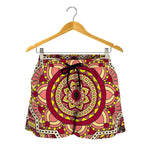 Sangria Mandala Bohemian Pattern Print Women's Shorts