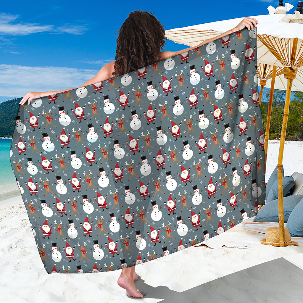 Santa Claus And Friends Pattern Print Beach Sarong Wrap