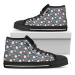 Santa Claus And Friends Pattern Print Black High Top Shoes