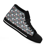 Santa Claus And Friends Pattern Print Black High Top Shoes
