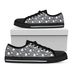 Santa Claus And Friends Pattern Print Black Low Top Shoes